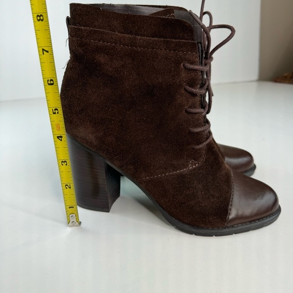 Franco Sarto Ozzie Dark Brown Suede Leather Lace Up Cap Toe Ankle Boot - Picture 4 of 15